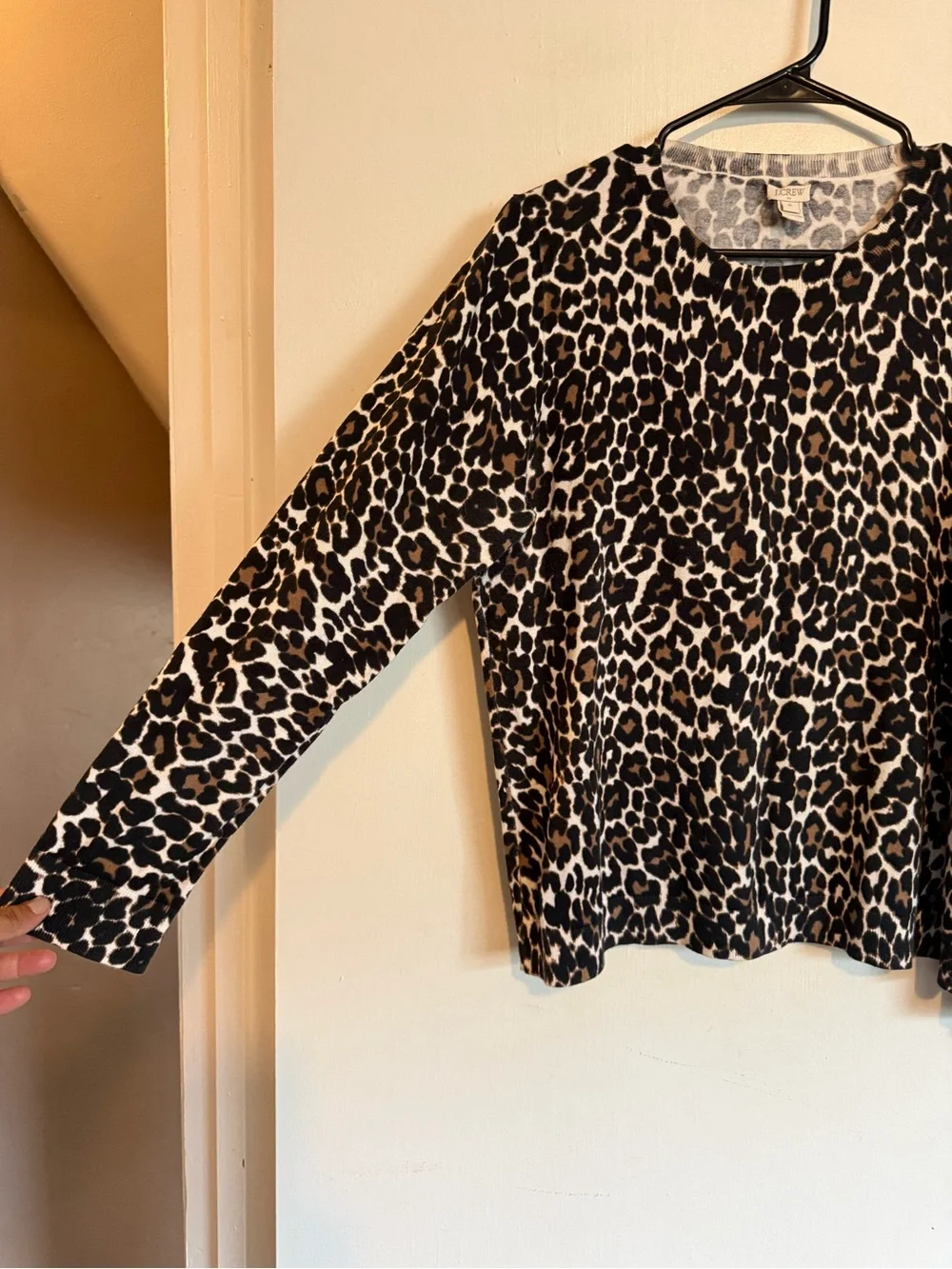 J. Crew leopard print teddie crewneck sweater size XL